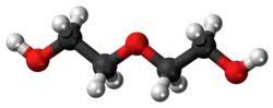 Ball-and-stick model of the diethylene glycol molecule