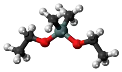 Ball-and-stick model of the dimethyldiethoxysilane molecule