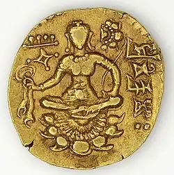 Gold dinar coin of Chandragupta II, reigned c. 375–c. 415 CE