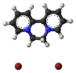 Ball-and-stick model of the component ions of diquat