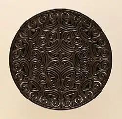 Pan (Dish) with Sword-Pommel Pattern, Yuan. Brown with red layers