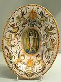 Dish from the service of Alfonso II d'Este, Duke of Ferrara, 1579 or later, Urbino, probably from the Patanazzi workshop, Gardiner Museum, Toronto