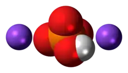 Ball-and-stick model of the component ions of disodium phosphate