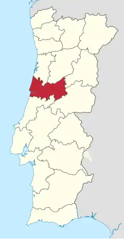 Location of Coimbra within continental Portugal