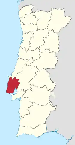 Location of Lisbon within continental Portugal