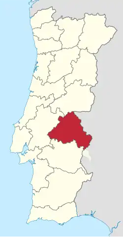 Localization of Portalegre within continental Portugal