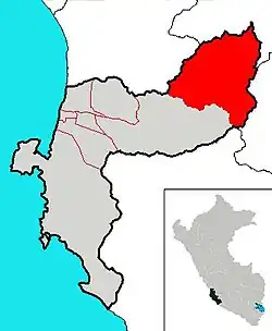 Location of the Huancano district, Pisco provinve, Ica Region.