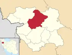 Location of Divandarreh County in Kurdistan province