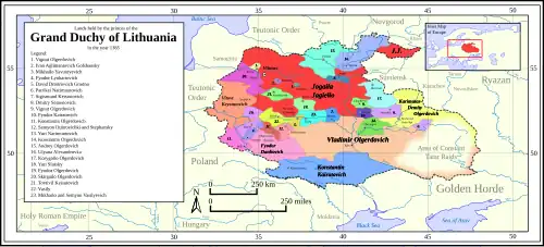 Image 11Lithuania and its administrative divisions in 1385. (from Grand Duchy of Lithuania)