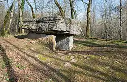 The Dolmen of the Aurie Lake known as "Pech Lapeyre" in Limogne-en-Quercy