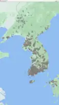 40,000 dolmens distributed in Korea which account for approximately 40% of the world's total.[7]