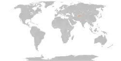 Map indicating locations of Dominica and Tajikistan