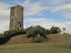 The ruined keep of La Haye-du-Puits castle