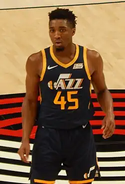 Donovan Mitchell in a Utah Jazz jersey in 2018