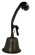 Antique mechanically operated shop doorbell on a torsion spring