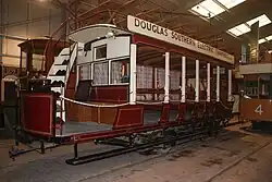 The preserved tram at Crich