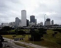 Houston skyline in 1971 shortly after completion of the building
