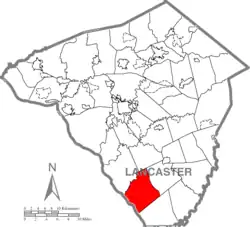 Map of Lancaster County, Pennsylvania highlighting Drumore Township