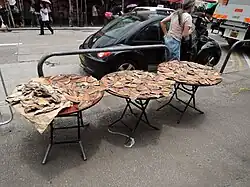 A Dried Flatfishes in the desk from Cantonese Wanton Noodle Shop in Yuen Long, Hong Kong