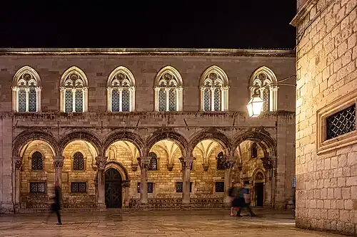 The Rector's Palace at night in Dubrovnik