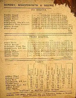 Image 186A public transport timetable for bus services in England in the 1940s and 1950s (from Public transport bus service)