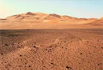 Reg and star dune on the southern edge of Erg Issaouane