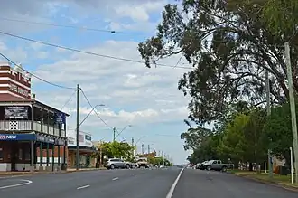 Bolaro Street (Castlereagh Highway), the main street of Dunedoo, 2017