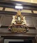 Commemoration plaque in Durham Town hall's Mayor's chamber, commemorating the room's 'beautification'
