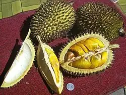 'D101' (right), from Malaysia, has rich yellow flesh, unlike another variety (left).