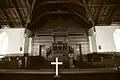 Interior of the church and its pews.