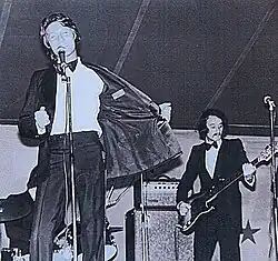 Jacques Dutronc on stage in 1971 with bassist Noël Mirol
