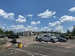 Image 64Flipped vehicles and EF3 damage to the Faulkner auto dealership in Trevose, Pennsylvania. (from Tornadoes of 2021)