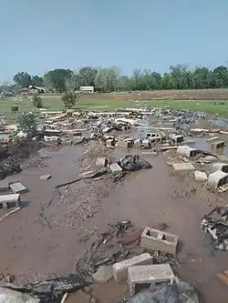 Image 11A mobile home that was obliterated by an EF3 tornado in Waxia, Louisiana. (from Tornadoes of 2021)
