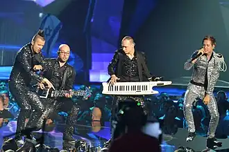 PeR performing their song Here We Go in a dress rehearsal for the second semi final of the Eurovision Song Contest 2013.