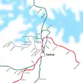 Map of the Eastern Suburbs Line (in red)
