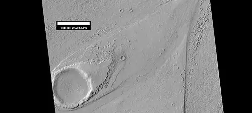Streamlined shape showing layers, as seen by HiRISE under HiWish program