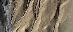 Close view of gully alcoves Picture is about 1 km across.