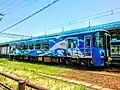 Special-event car ET122-7 in "Nihonkai Stream" livery in July 2018