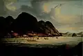 Possibly the earliest painting of Hong Kong Island, showing the waterfront settlement which became Victoria City