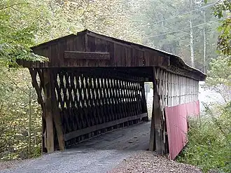 Oneonta is home to the Easley Covered Bridge, a county-owned, 95-foot (29 m) town lattice truss bridge built in 1927. Its WGCB number is 01-05-12.