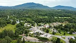 View of East Burke, VT, with Burke Mountain in the background