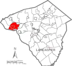 Map of Lancaster County, Pennsylvania highlighting East Donegal Township