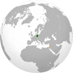 Map indicating locations of East Germany and Israel