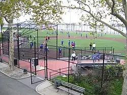 The park had numerous athletic facilities, for baseball, football, soccer, basketball, tennis, and running (Photo from 2010 most demolished except landmarked building)
