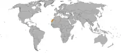 Map indicating locations of Timor-Leste and Sahrawi Arab Democratic Republic