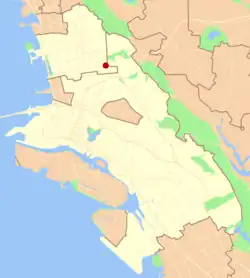 Location of Claremont in the cities of Oakland and Berkeley