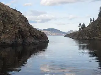 Eastern Entrance to Ogopogo Gap, Rattlesnake Island is on the left