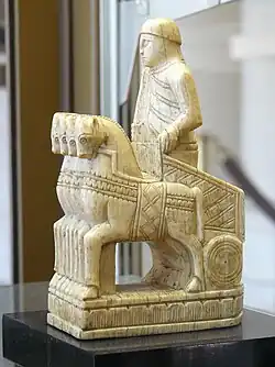 An 11th-century rook from Southern Italy in the form of Charlemagne in a quadriga, from the Charlemagne chessmen, Cabinet des Médailles