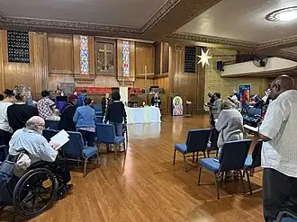 Sanctuary of Edgewater Presbyterian Church during a worship service