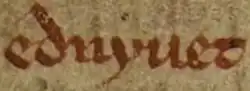 Ednyfed's name in the Hendregadredd Manuscript